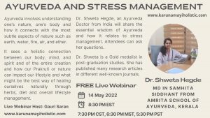 Ayurveda and Stress Management by Dr Shweta Hegde - Karunamayi Holistic Inc Canada USA UK Europe UAE Australia Asia India
