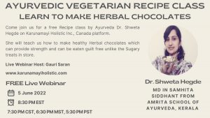 Ayurvedic Vegetarian Recipe Class - Learn To Make Herbal Chocolates by Karunamayi Holistic Inc Canada USA UK Europe UAE Australia Asia India
