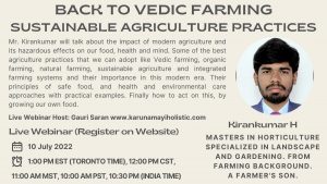 Webinar: Back to Vedic Farming – Sustainable Agriculture Practices by Kirankumar