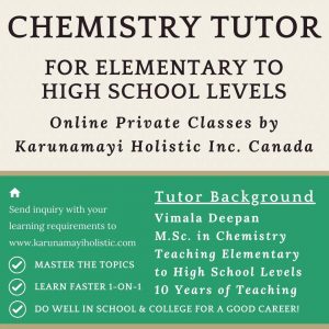 Vimala Deepan - Chemistry Tutor - Karunamayi Holistic Inc. Canada