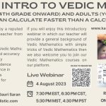 Webinar: Free Intro to Vedic Maths for Kids and Adults - August 2023