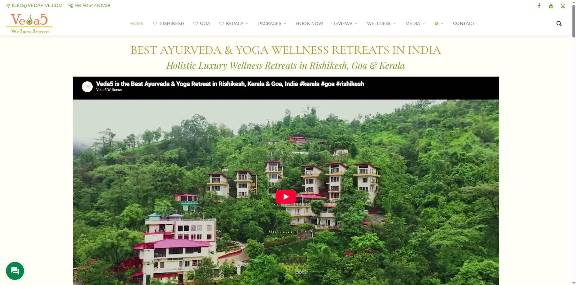 Karunamayi Holistic Inc - Website Design Social Media Ads - Veda5 Wellness Ayurveda Naturopathy Yoga Retreat Rishikesh Goa Kerala India - Client of CTO Shakti Saran